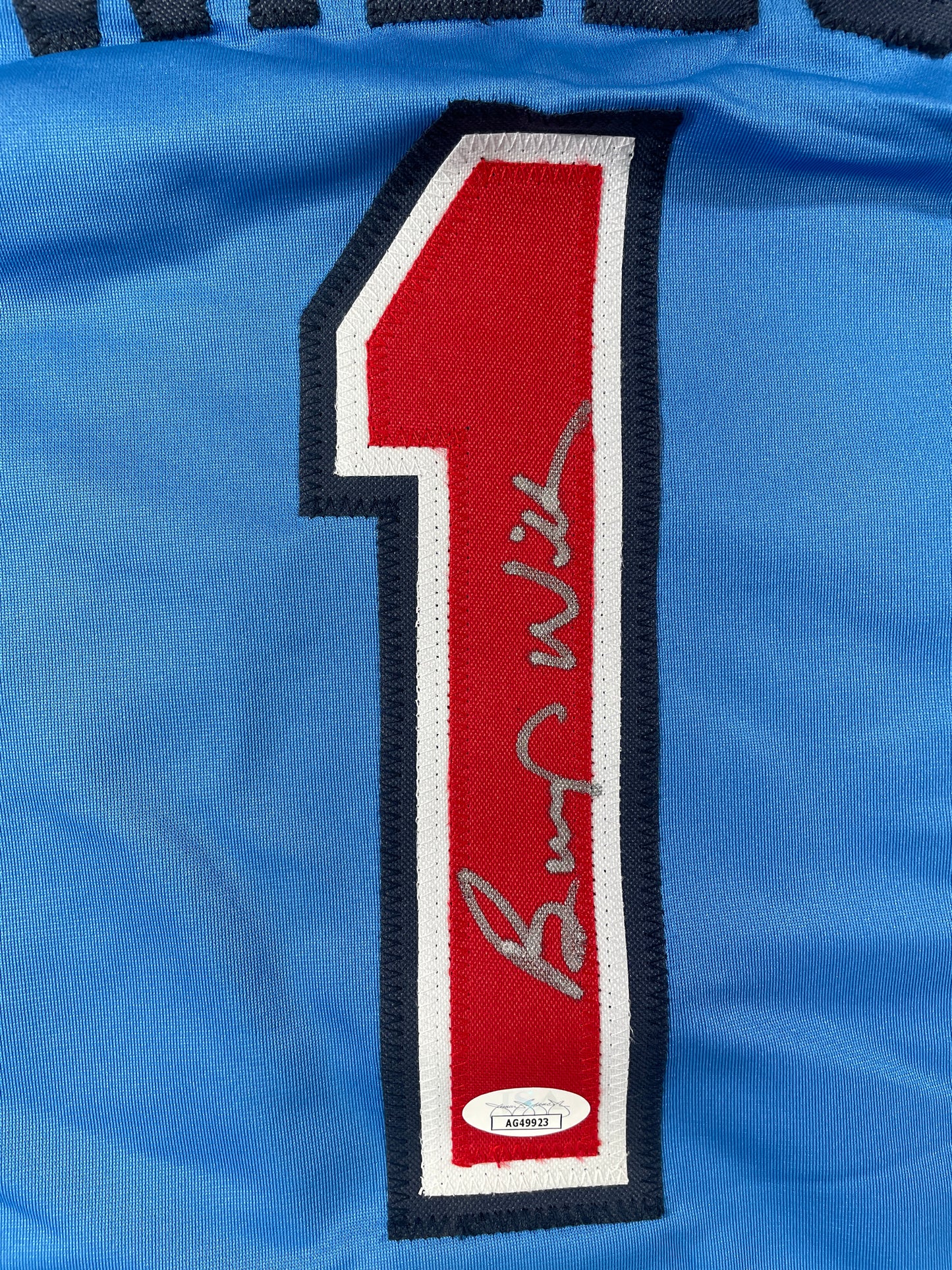 BUMP WILLS TEXAS RANGERS SIGNED Sewn Jersey JSA COA