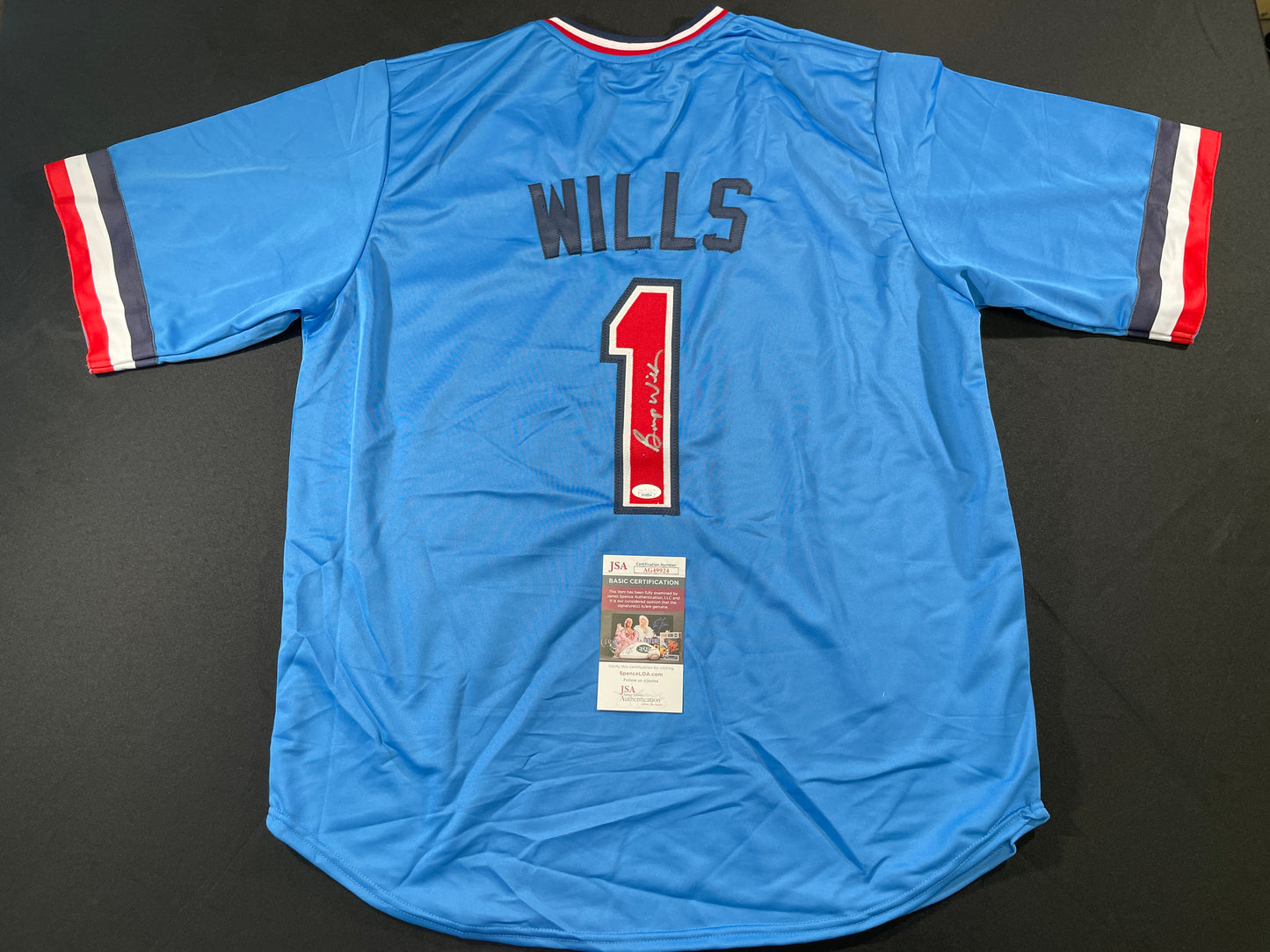 BUMP WILLS TEXAS RANGERS SIGNED Sewn Jersey JSA COA