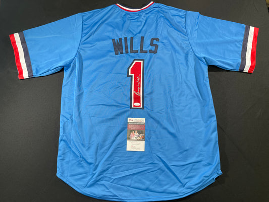 BUMP WILLS TEXAS RANGERS SIGNED Sewn Jersey JSA COA