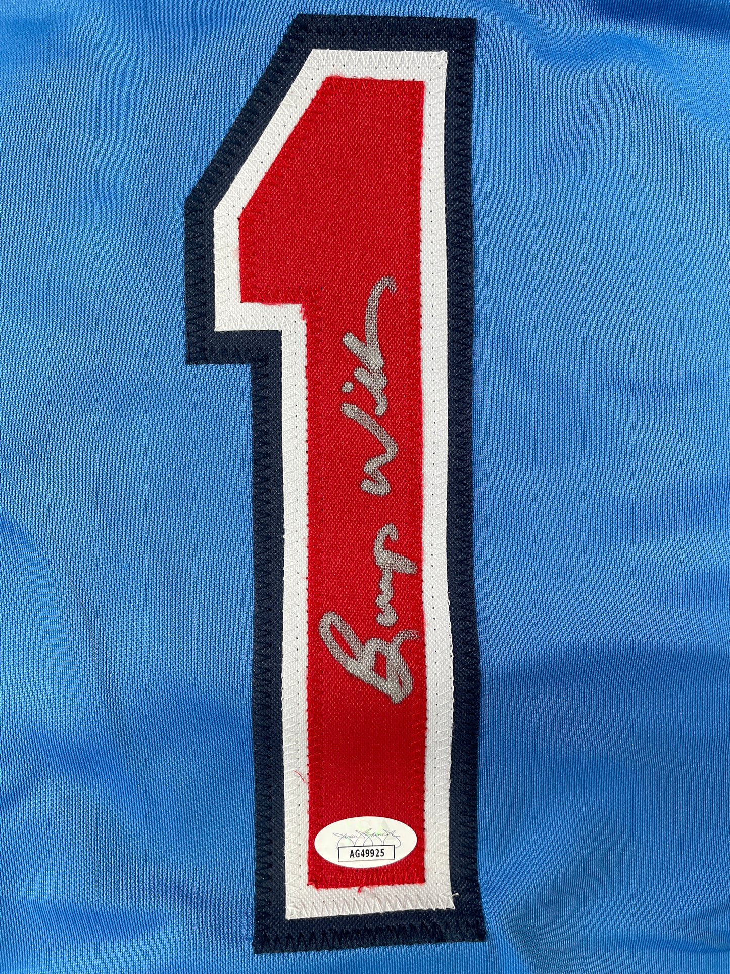 BUMP WILLS TEXAS RANGERS SIGNED Sewn Jersey JSA COA