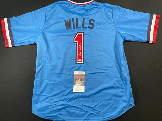 BUMP WILLS TEXAS RANGERS SIGNED Sewn Jersey JSA COA