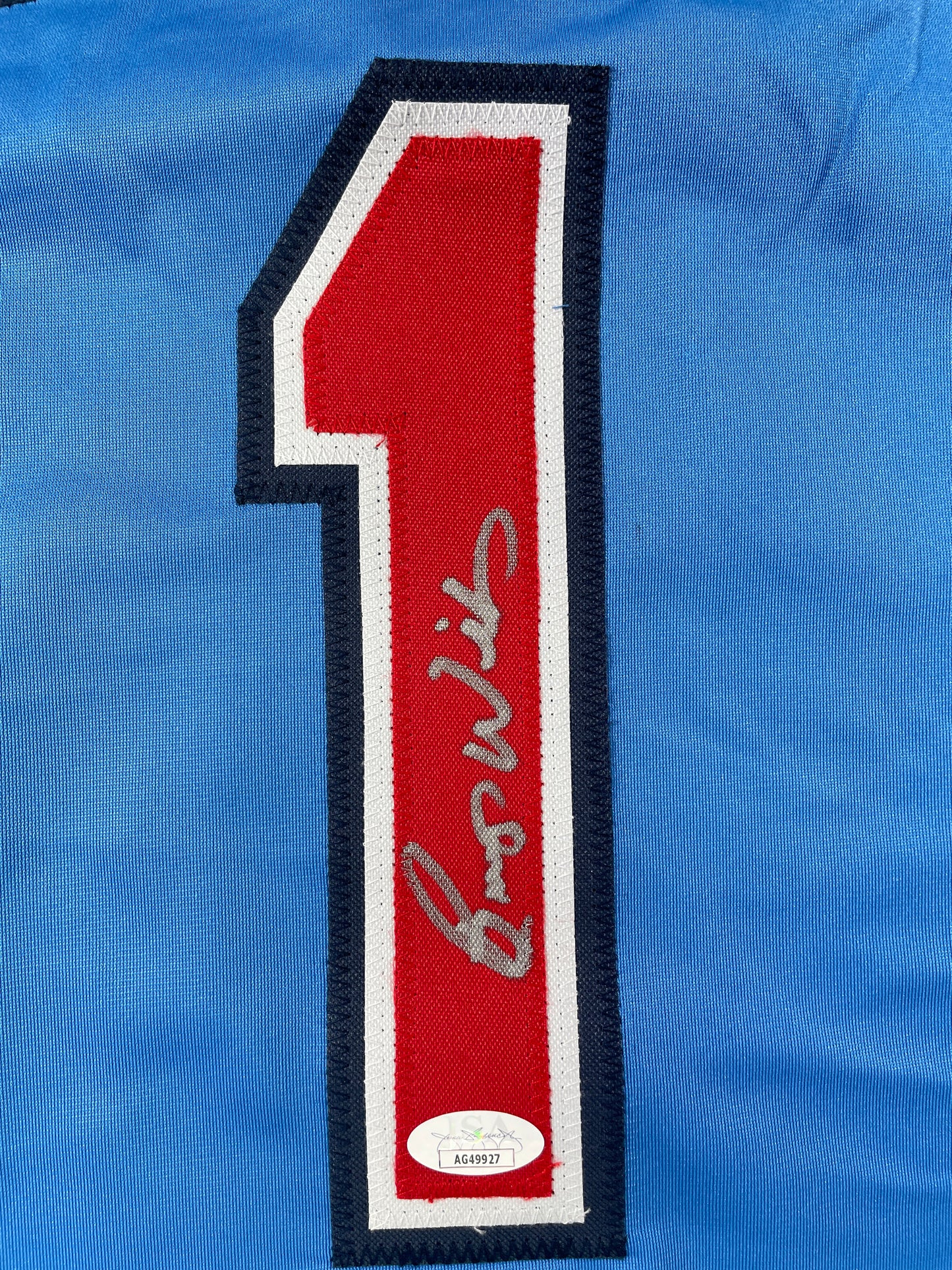 BUMP WILLS TEXAS RANGERS SIGNED Sewn Jersey JSA COA