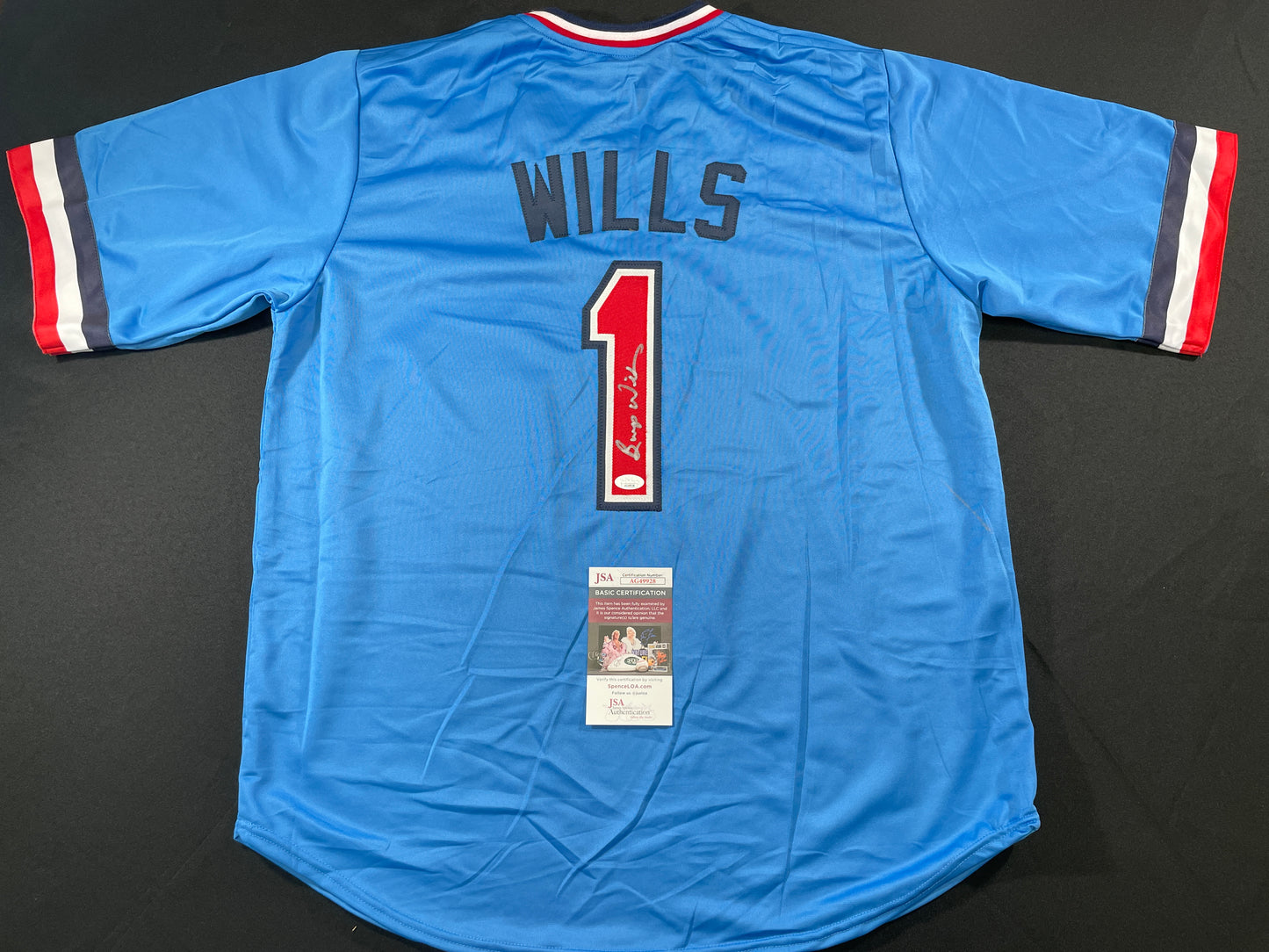 BUMP WILLS TEXAS RANGERS SIGNED Sewn Jersey JSA COA