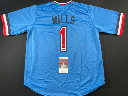 BUMP WILLS TEXAS RANGERS SIGNED Sewn Jersey JSA COA
