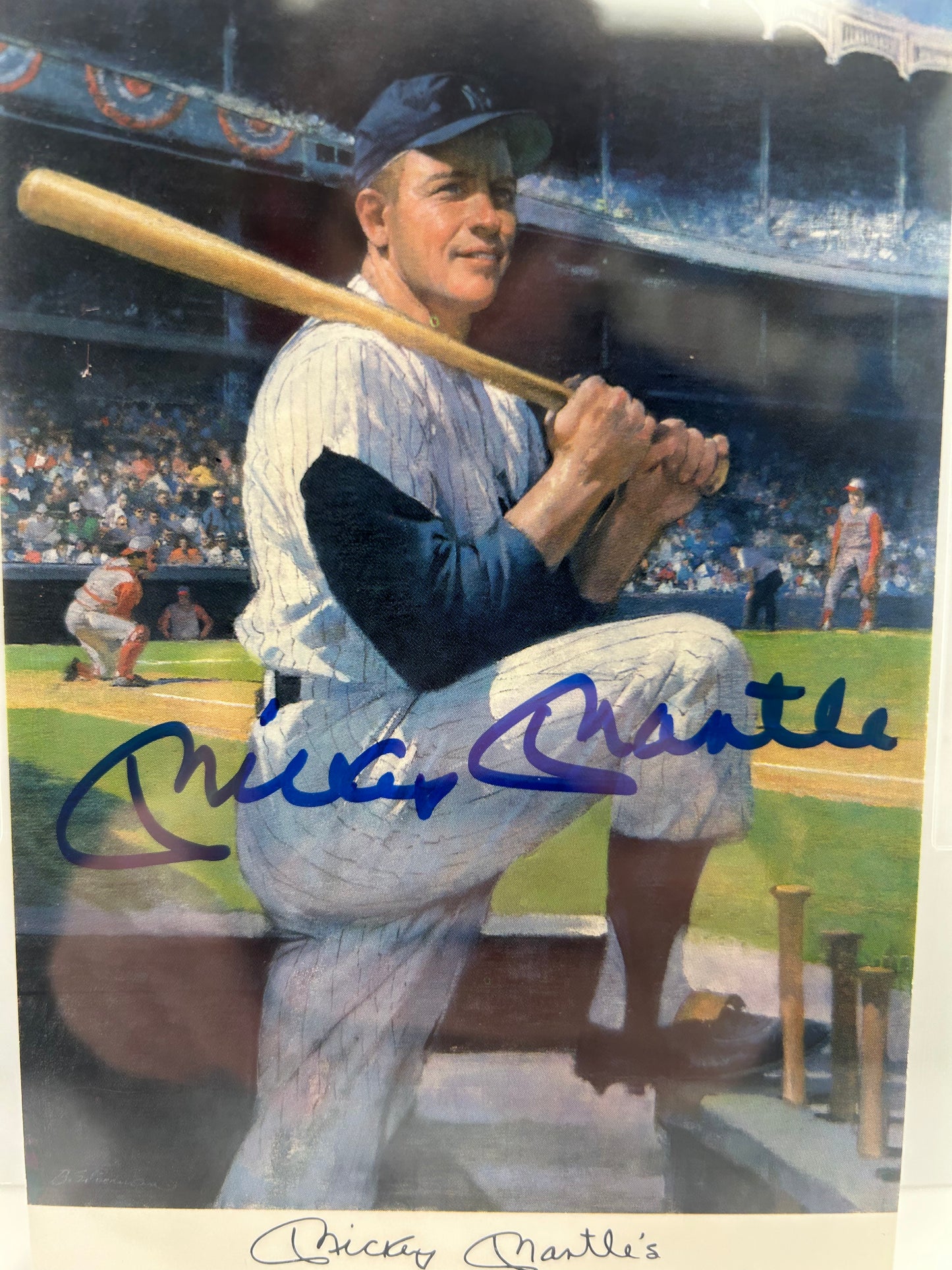 MICKEY MANTLE RESTAURANT POSTCARD SIGNED AUTOGRAPH AUTO PSA 10