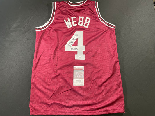 SPUD WEBB NC STATE WOLFPACK SIGNED JERSEY w/GO STATE XL JSA COA