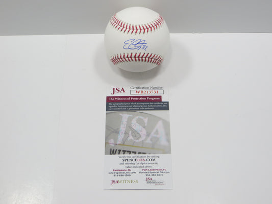 EVAN CARTER TEXAS RANGERS SIGNED Rawlings OML Baseball JSA