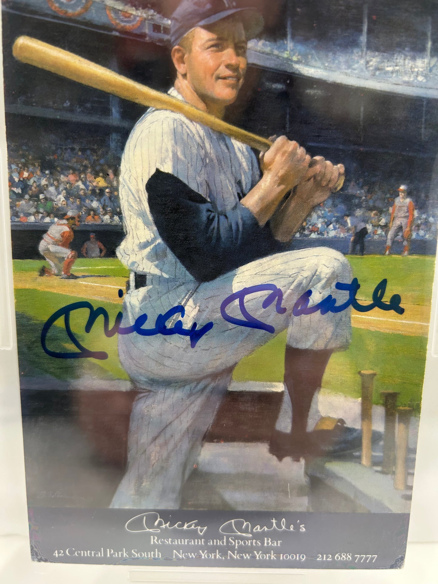 MICKEY MANTLE RESTAURANT POSTCARD SIGNED AUTOGRAPH AUTO PSA 10
