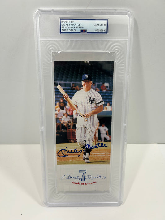 MICKEY MANTLE BROCHURE WEEK OF DREAMS SIGNED AUTOGRAPH PSA 10
