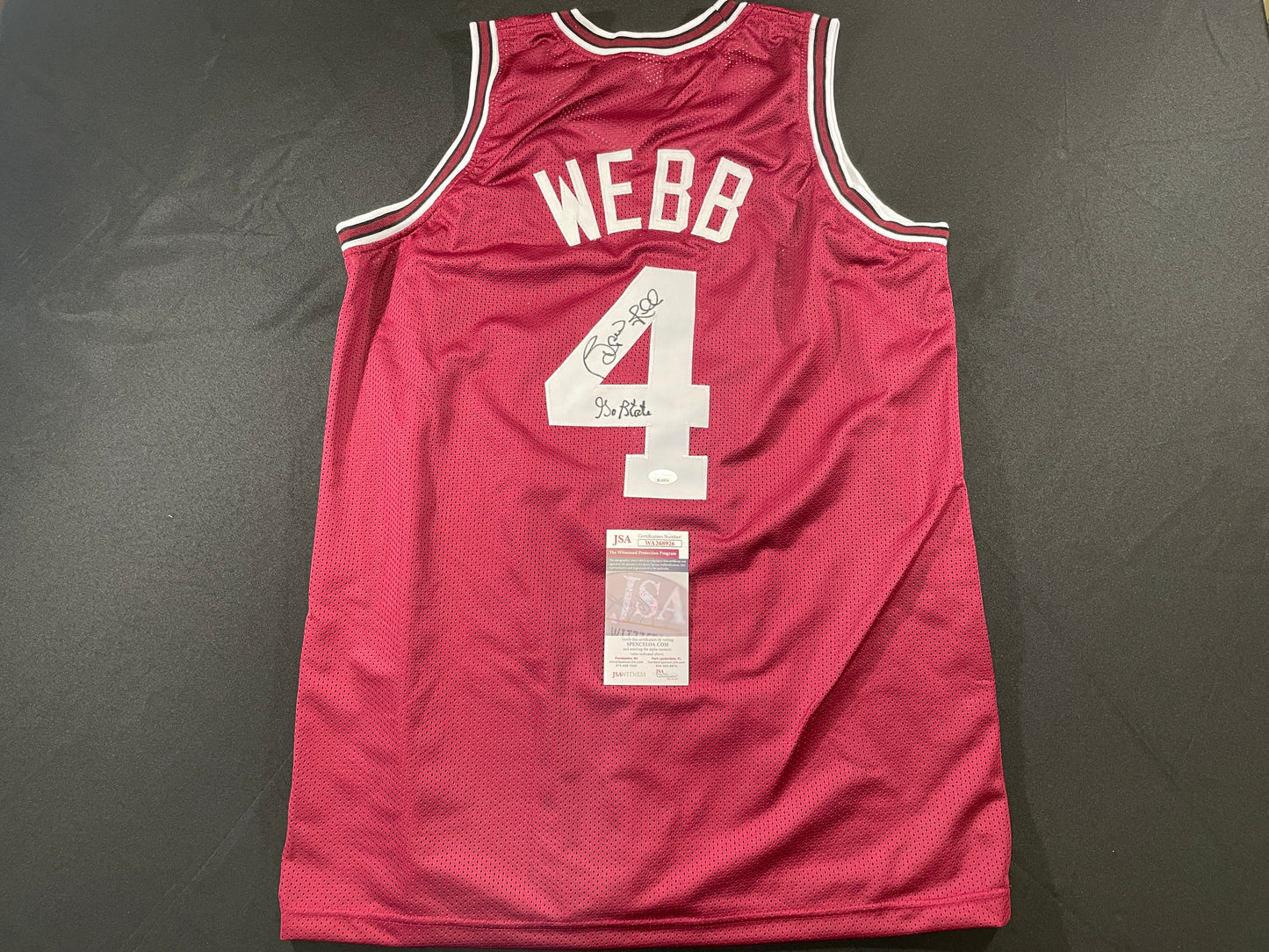 SPUD WEBB NC STATE WOLFPACK SIGNED JERSEY w/GO STATE XL JSA COA