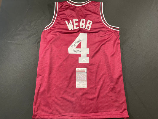 SPUD WEBB NC STATE WOLFPACK SIGNED JERSEY w/GO STATE XL JSA COA