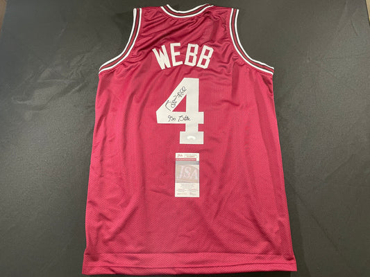 SPUD WEBB NC STATE WOLFPACK SIGNED JERSEY w/GO STATE XL JSA COA