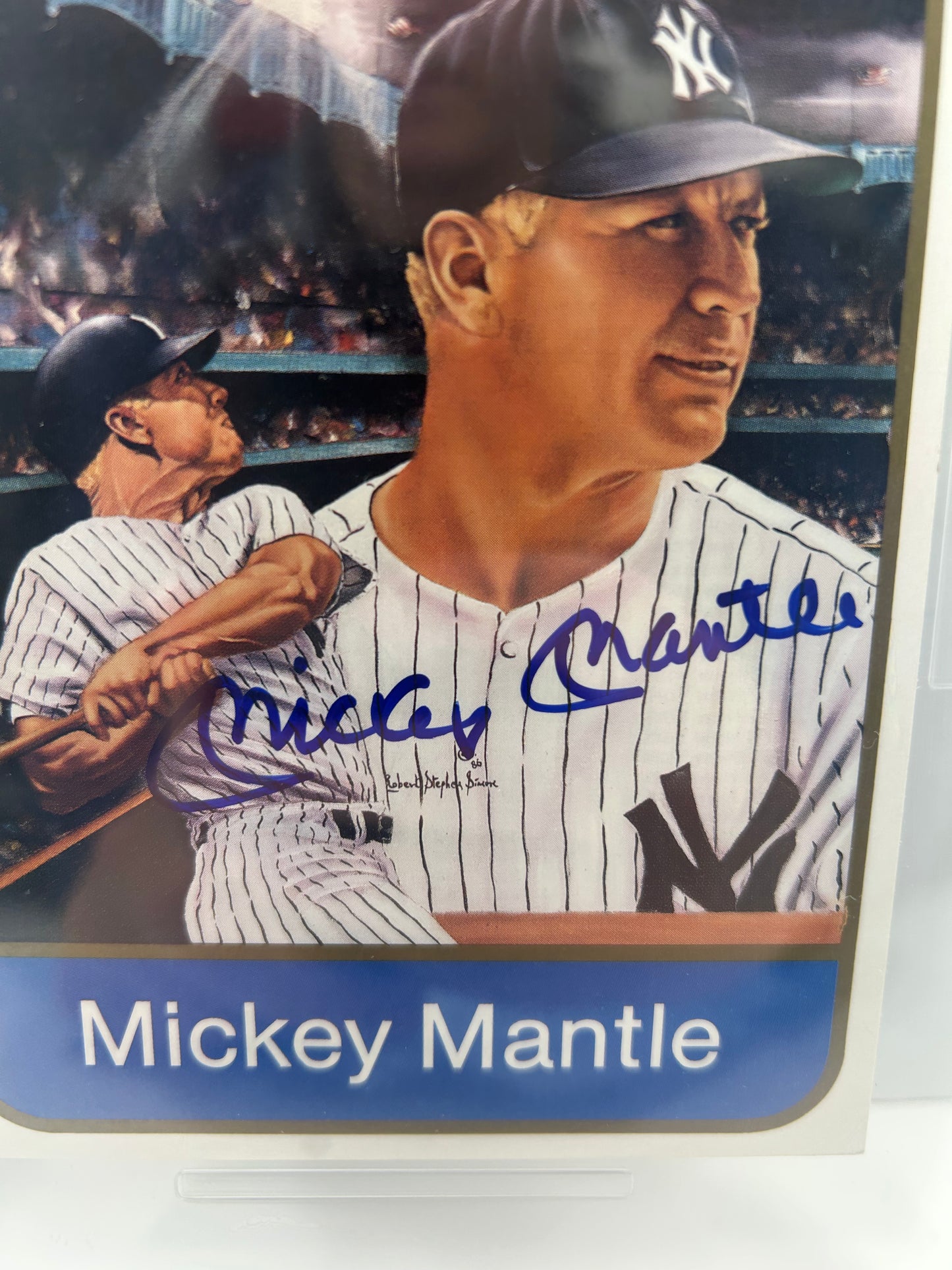 MICKEY MANTLE SPORTS IMPRESSIONS STAT BACK 4x6 SINGED AUTO PRINT PSA/DNA 10