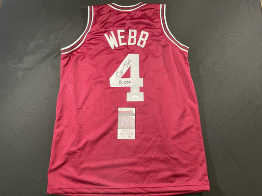 SPUD WEBB NC STATE WOLFPACK SIGNED JERSEY w/GO STATE XL JSA COA