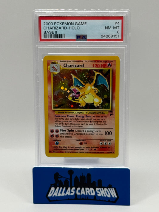 2000 Pokemon - Charizard (Holo) - 4/130 Base Set 2 PSA 8
