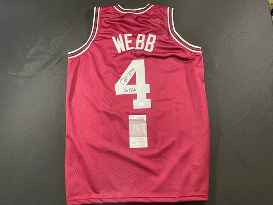 SPUD WEBB NC STATE WOLFPACK SIGNED JERSEY w/GO STATE XL JSA COA