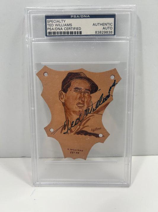 TED WILLIAMS BURNED LEATHER SIGNED AUTOGRAPH AUTO PSA/DNA