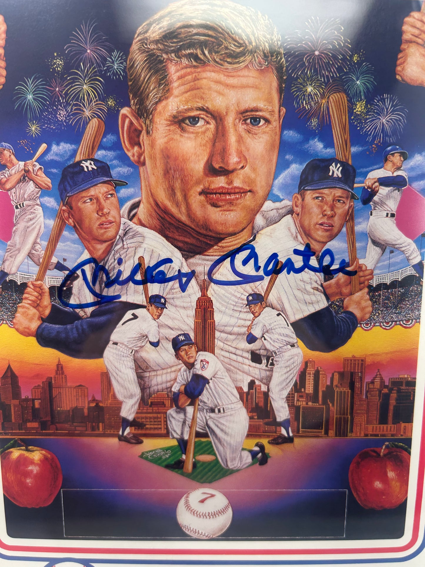 MICKEY MANTLE SPORTS IMPRESSIONS STAT BACK 8x10 SINGED AUTO PRINT PSA/DNA 10