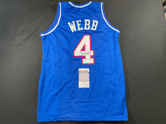 SPUD WEBB SACRAMENTO KINGS SIGNED JERSEY NC STATE WOLFPACK XL JSA COA