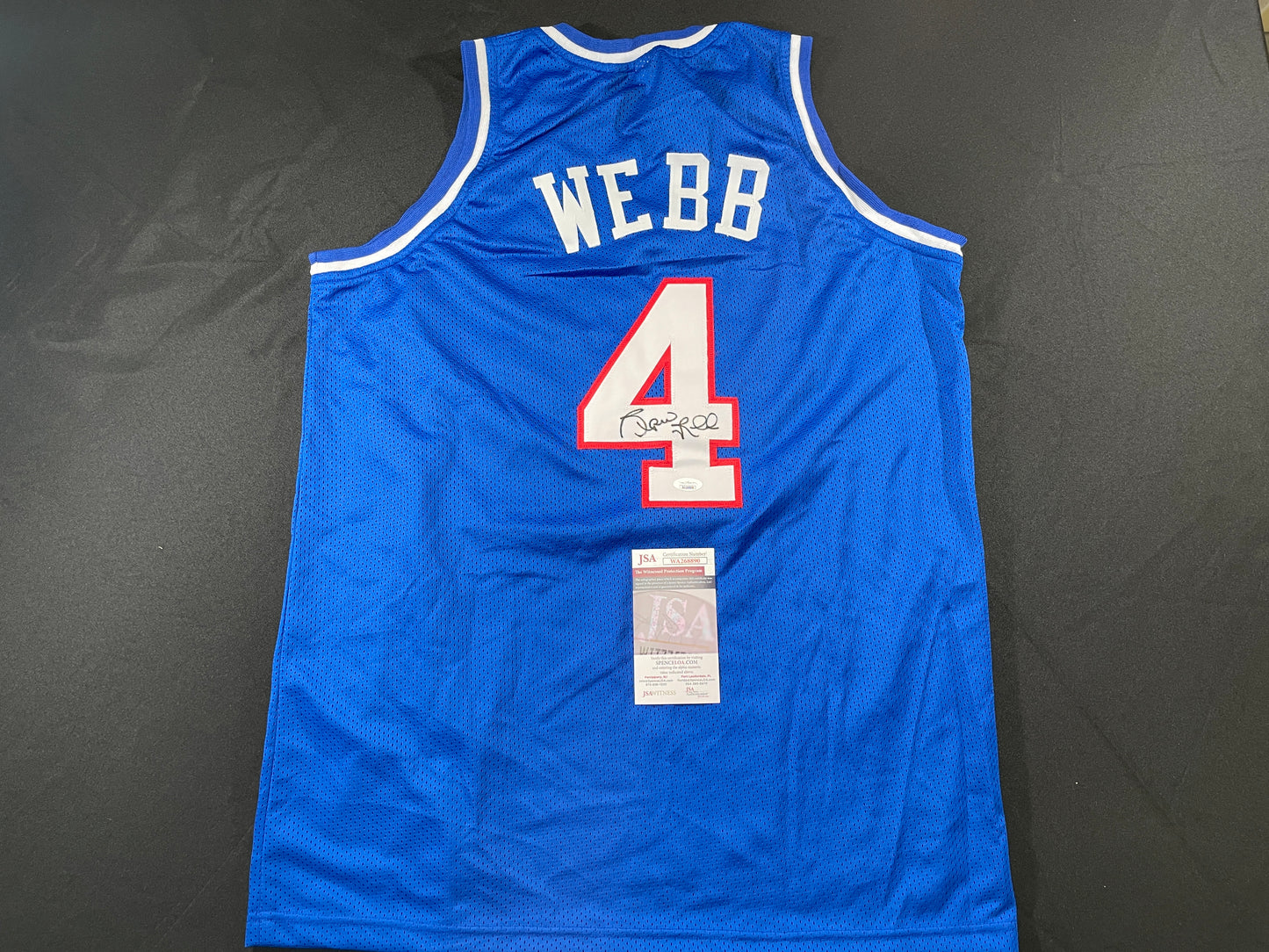 SPUD WEBB SACRAMENTO KINGS SIGNED JERSEY NC STATE WOLFPACK XL JSA COA