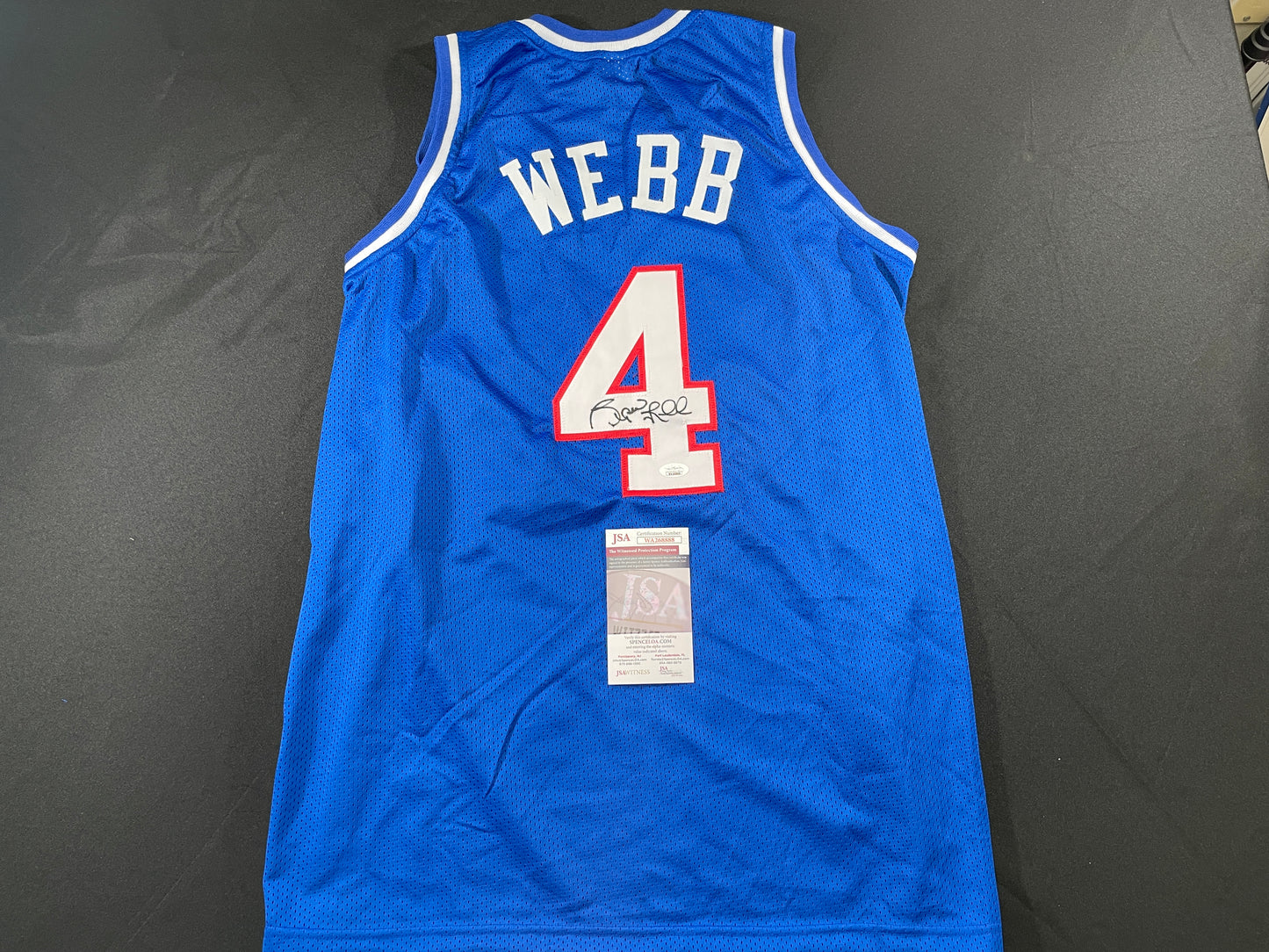 SPUD WEBB SACRAMENTO KINGS SIGNED JERSEY NC STATE WOLFPACK XL JSA COA