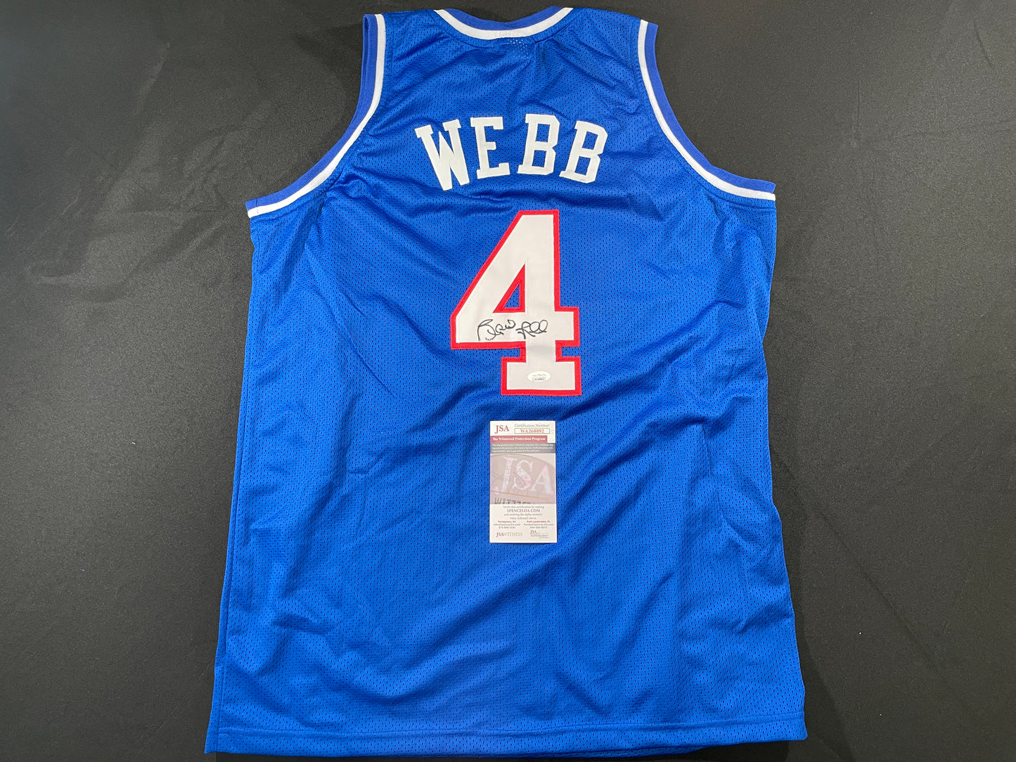 SPUD WEBB SACRAMENTO KINGS SIGNED JERSEY NC STATE WOLFPACK XL JSA COA