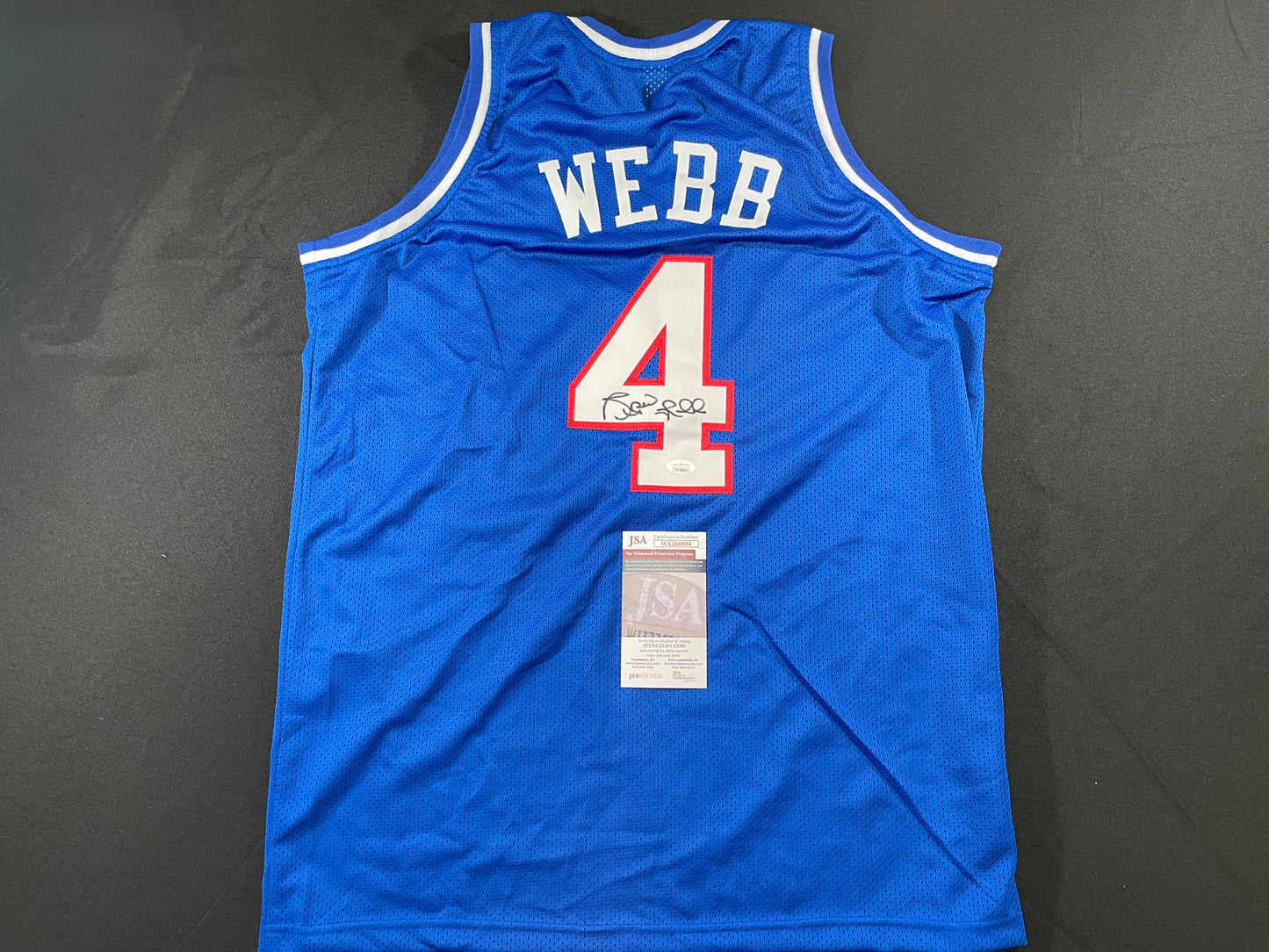 SPUD WEBB SACRAMENTO KINGS SIGNED JERSEY NC STATE WOLFPACK XL JSA COA