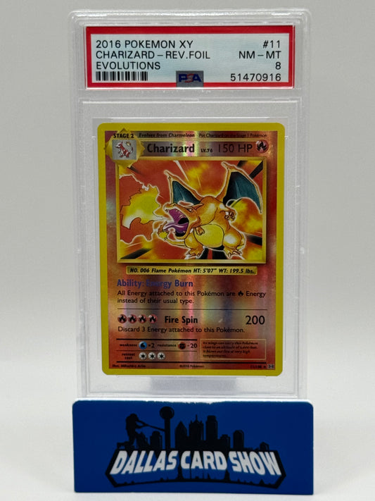 2016 Pokemon - Charizard (Rev. Foil) - 11/108 XY Evolutions PSA 8