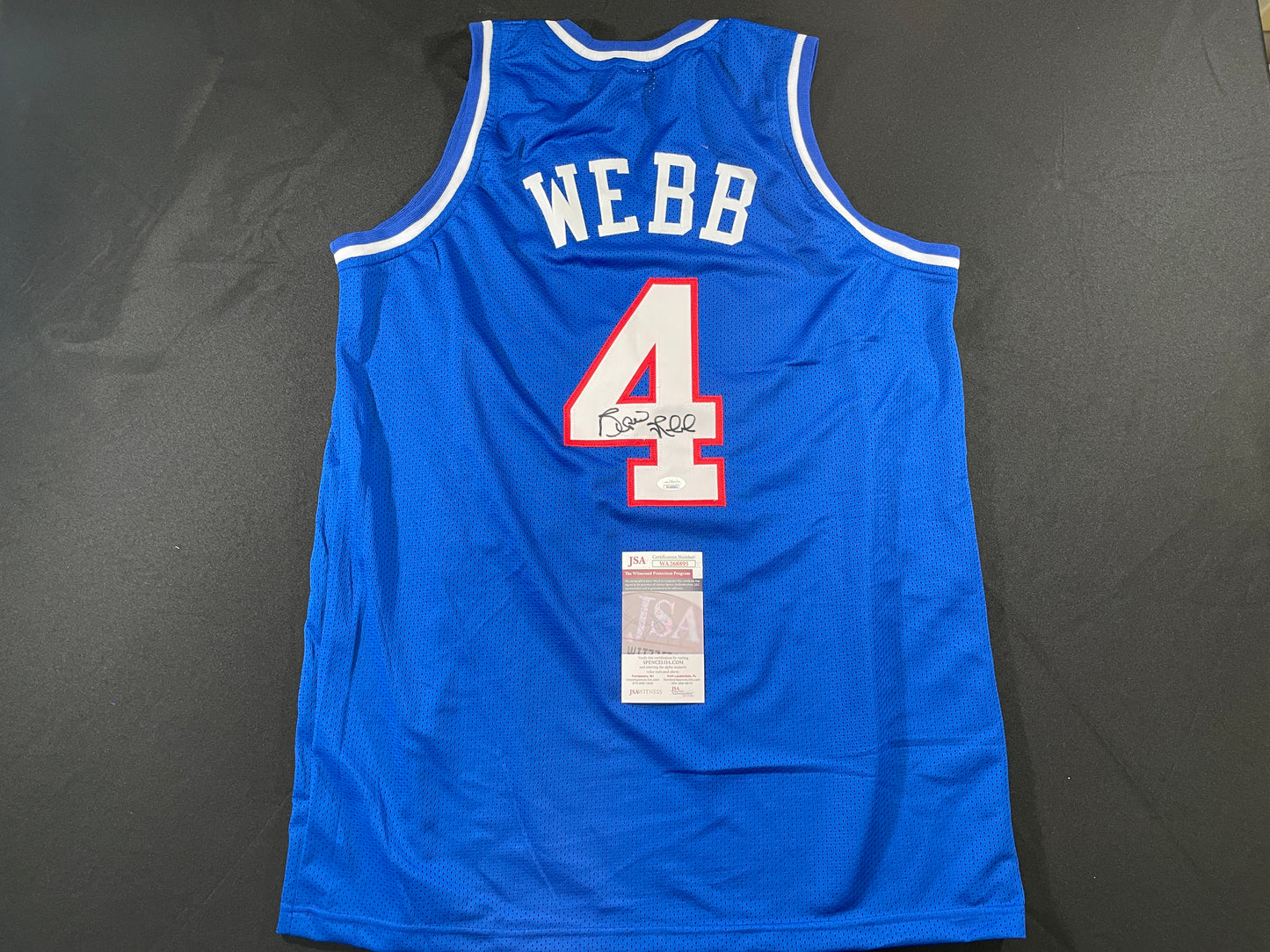 SPUD WEBB SACRAMENTO KINGS SIGNED JERSEY NC STATE WOLFPACK XL JSA COA