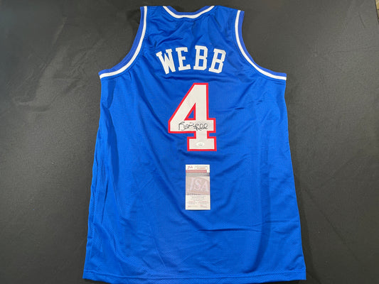 SPUD WEBB SACRAMENTO KINGS SIGNED JERSEY NC STATE WOLFPACK XL JSA COA