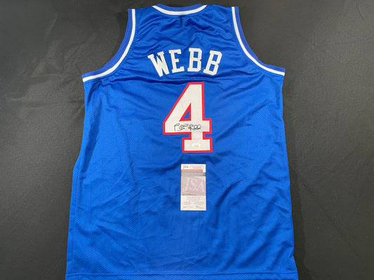 SPUD WEBB SACRAMENTO KINGS SIGNED JERSEY NC STATE WOLFPACK XL JSA COA