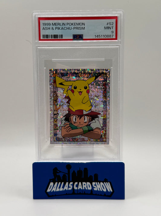 1999 Merlin Pokemon - Ash & Pikachu Prism - #S2 PSA 9