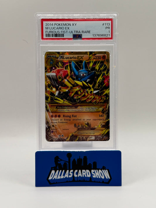 2014 Pokemon - M Lucario EX (SECRET) - 113/111 Furious Fist PSA 1 POP 8