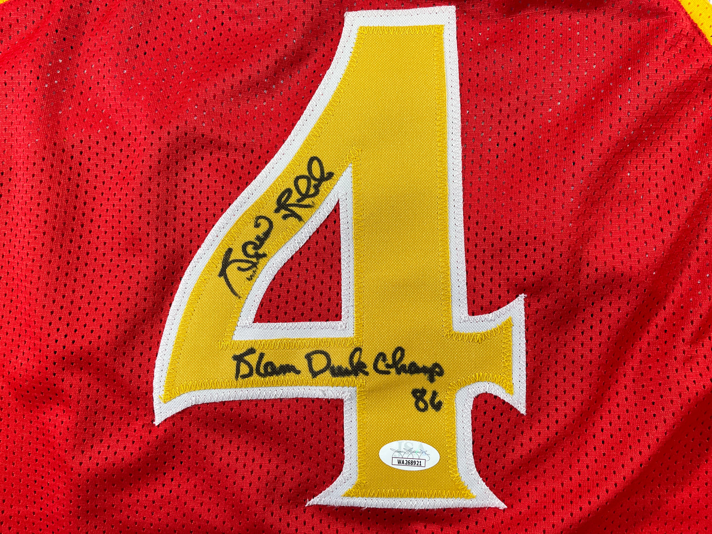 SPUD WEBB ATLANTA HAWKS SIGNED JERSEY w/Slam Dunk Champ 86 XL JSA COA