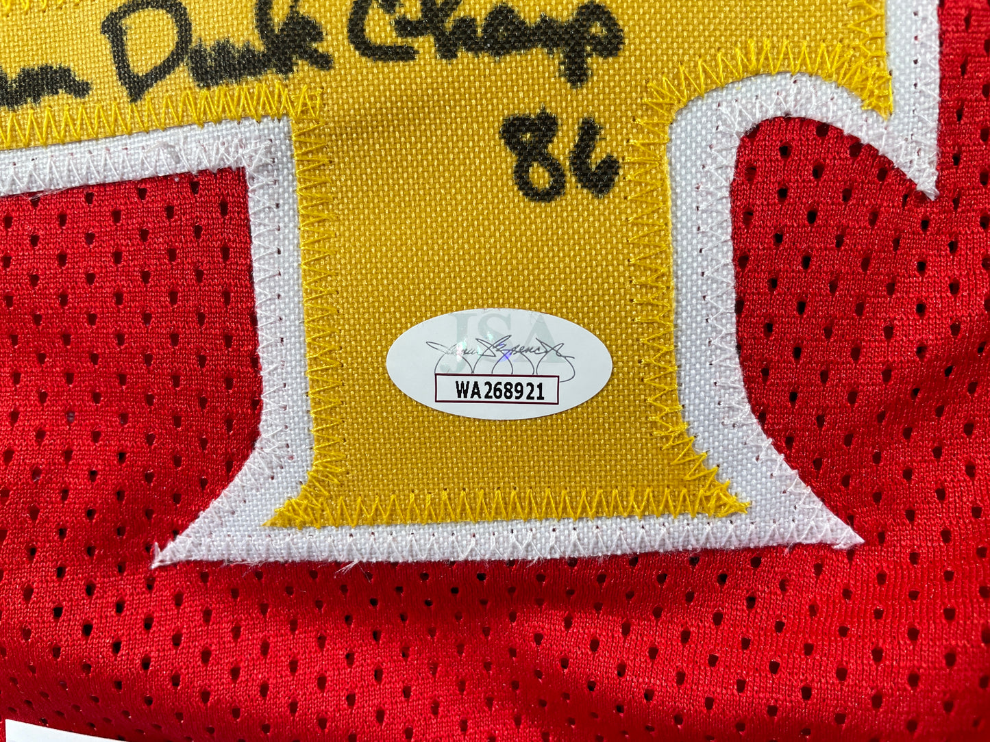 SPUD WEBB ATLANTA HAWKS SIGNED JERSEY w/Slam Dunk Champ 86 XL JSA COA