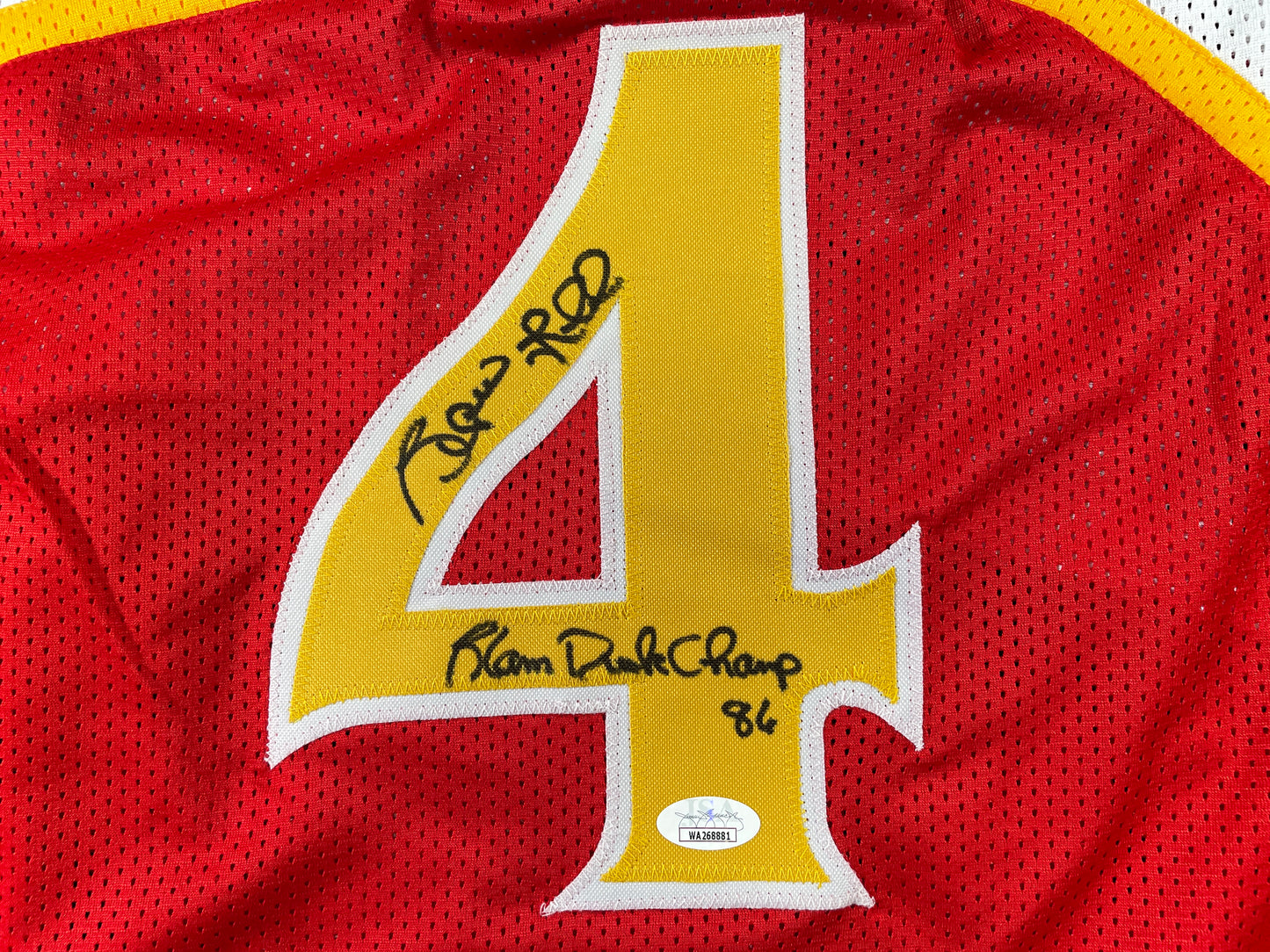 SPUD WEBB ATLANTA HAWKS SIGNED JERSEY w/Slam Dunk Champ 86 XL JSA COA