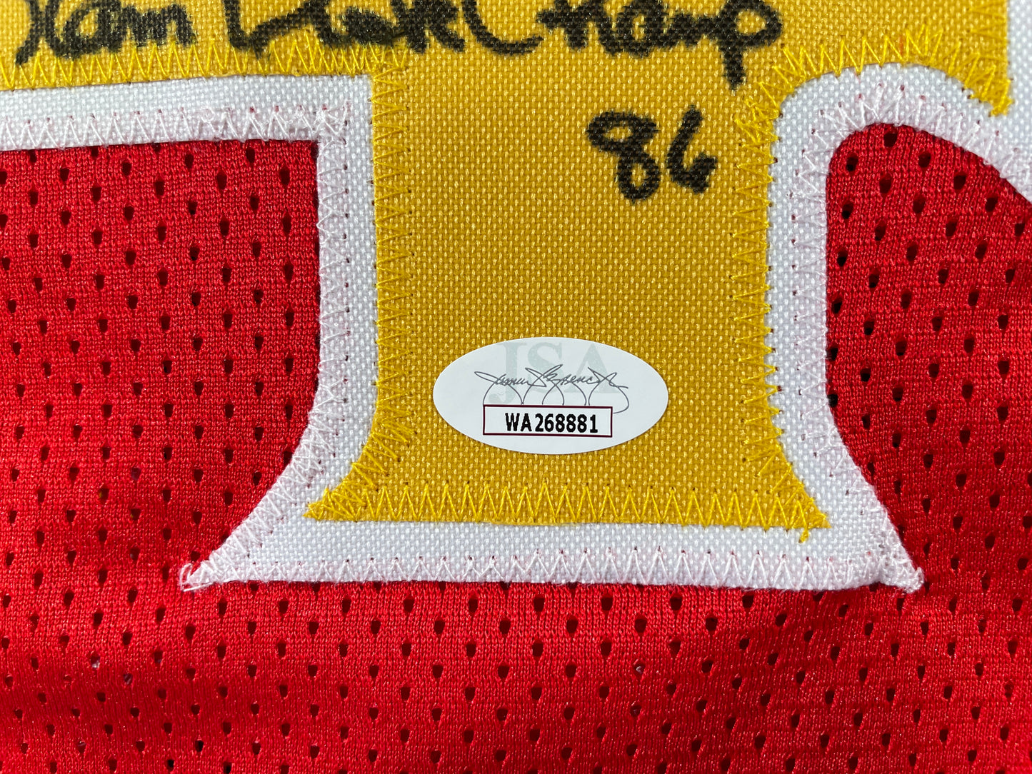 SPUD WEBB ATLANTA HAWKS SIGNED JERSEY w/Slam Dunk Champ 86 XL JSA COA