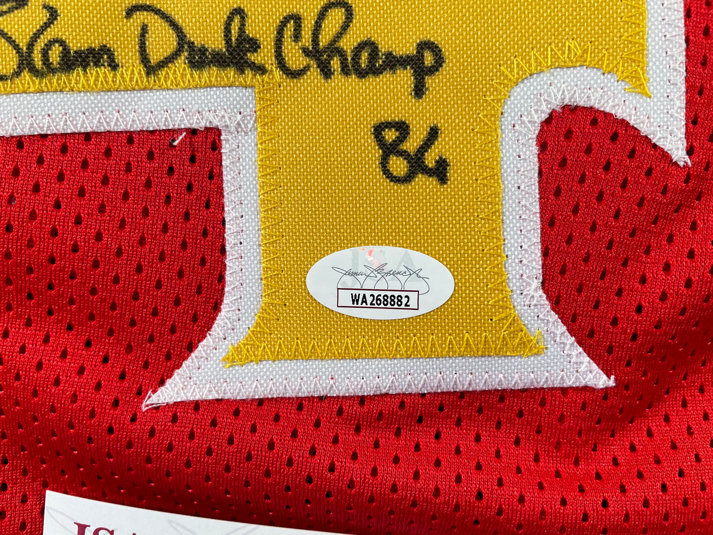 SPUD WEBB ATLANTA HAWKS SIGNED JERSEY w/Slam Dunk Champ 86 XL JSA COA