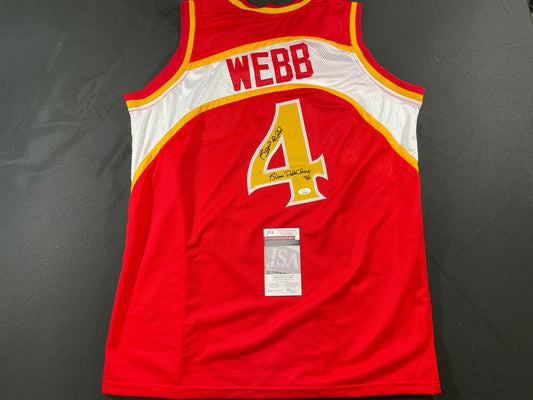 SPUD WEBB ATLANTA HAWKS SIGNED JERSEY w/Slam Dunk Champ 86 XL JSA COA