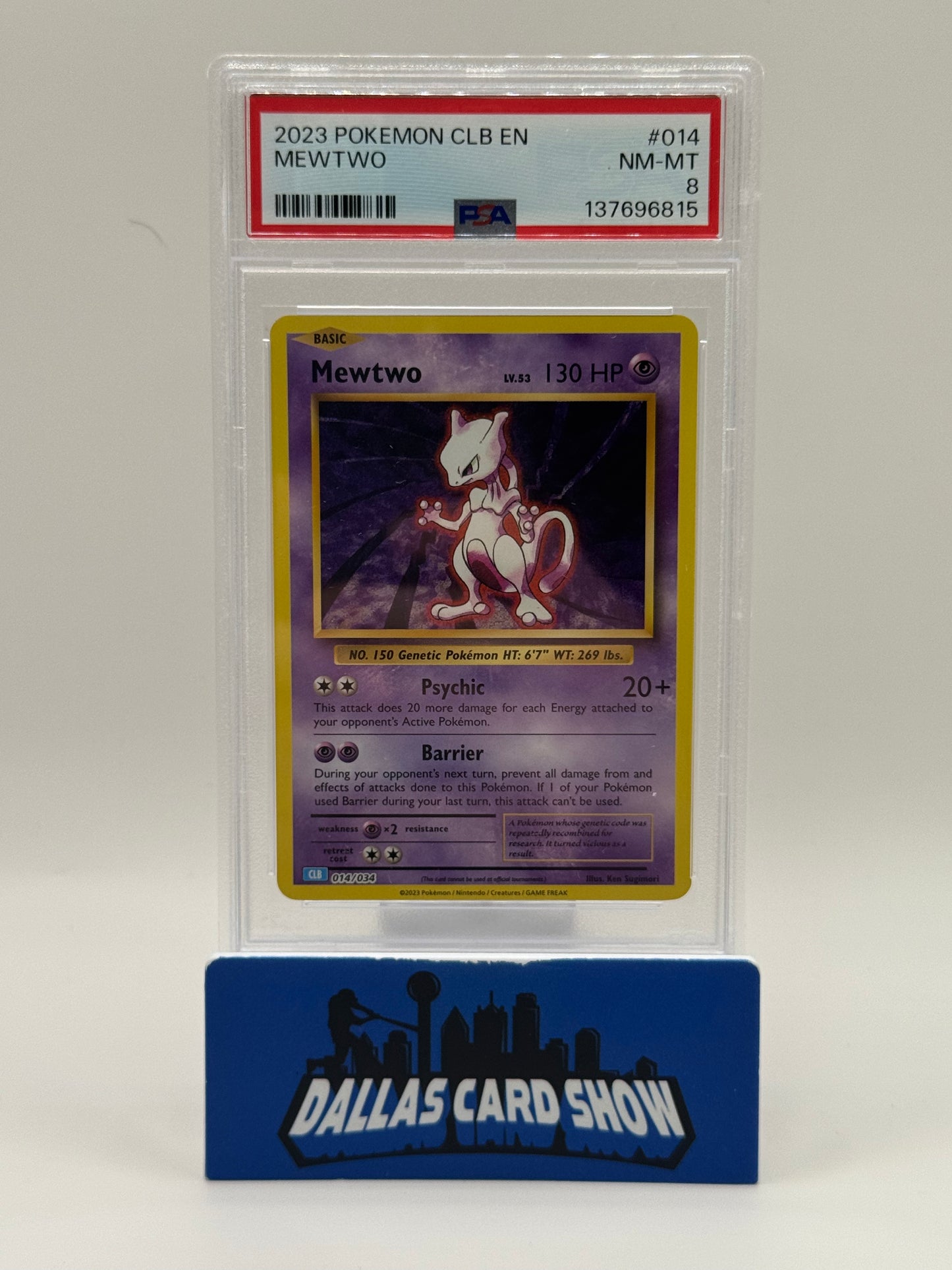 2023 Pokemon - Mewtwo (Deck Exclusive) - 014/034 CLB PSA 8