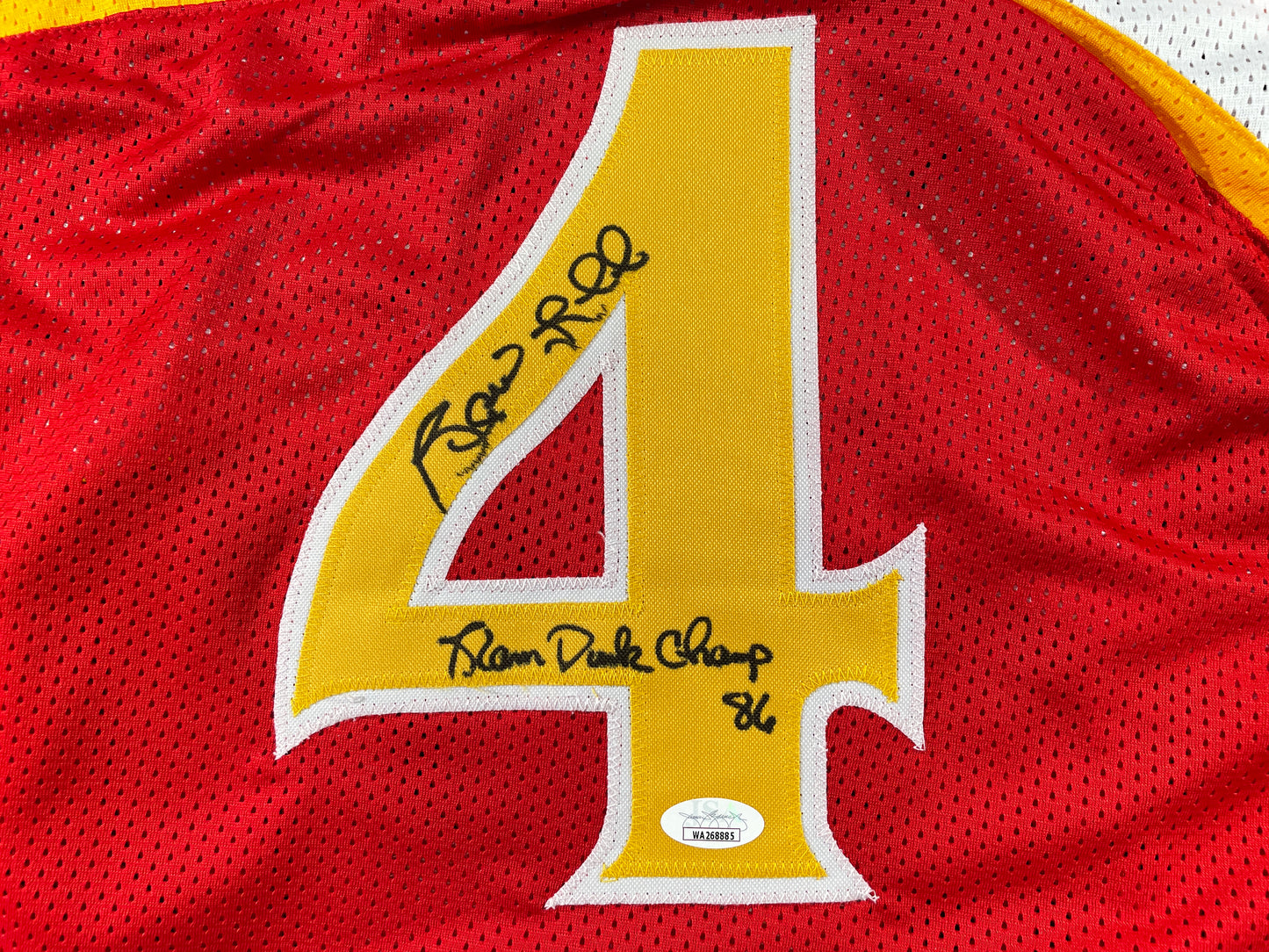 SPUD WEBB ATLANTA HAWKS SIGNED JERSEY w/Slam Dunk Champ 86 XL JSA COA