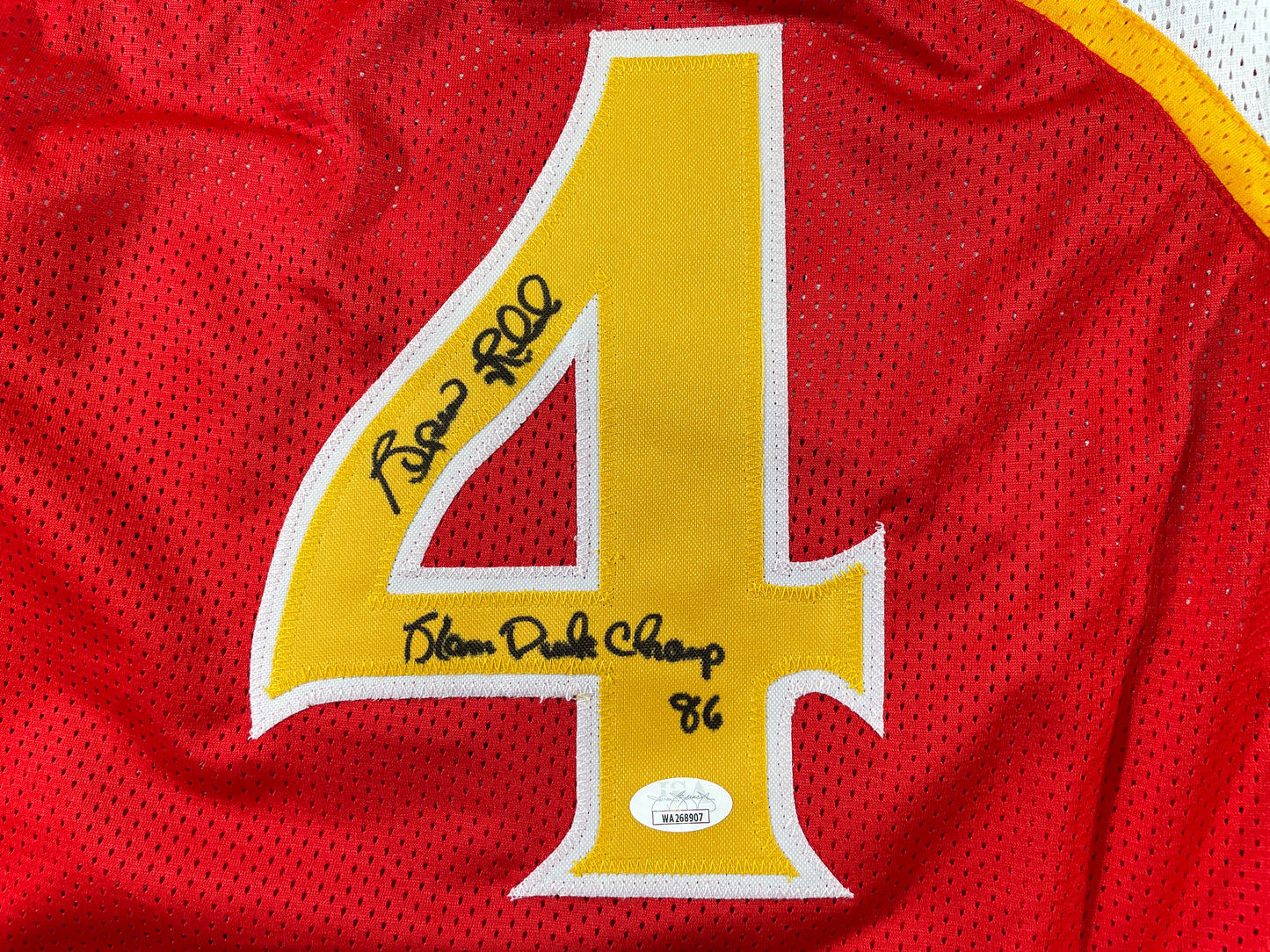 SPUD WEBB ATLANTA HAWKS SIGNED JERSEY w/Slam Dunk Champ 86 XL JSA COA