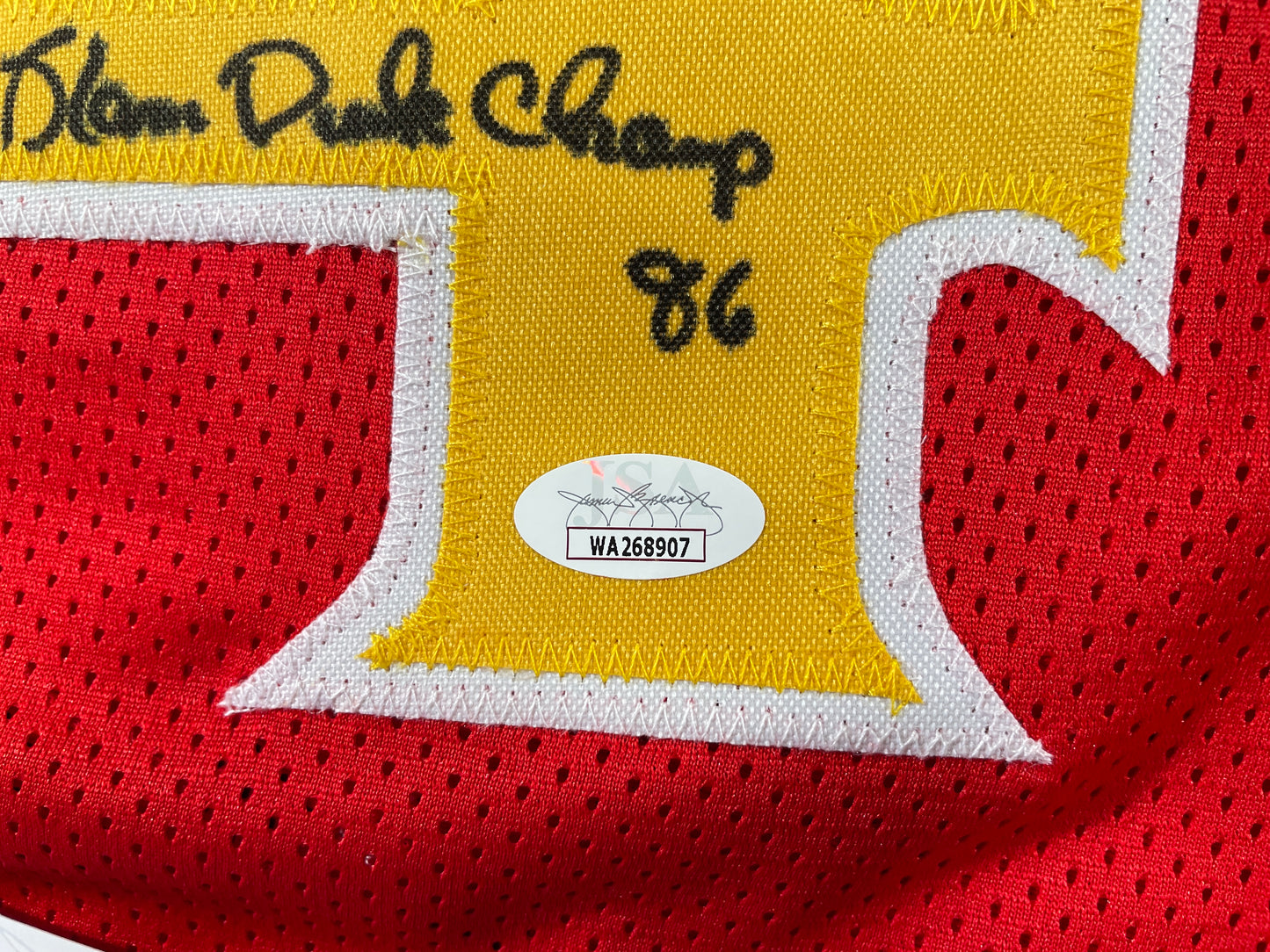 SPUD WEBB ATLANTA HAWKS SIGNED JERSEY w/Slam Dunk Champ 86 XL JSA COA