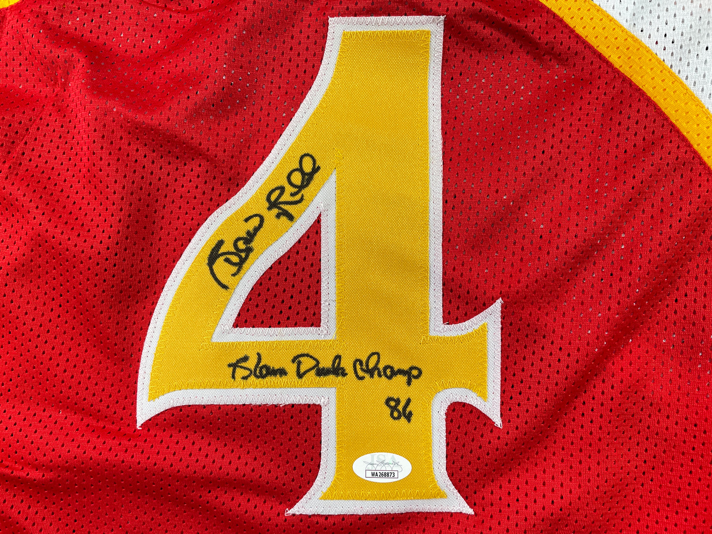 SPUD WEBB ATLANTA HAWKS SIGNED JERSEY w/Slam Dunk Champ 86 XL JSA COA