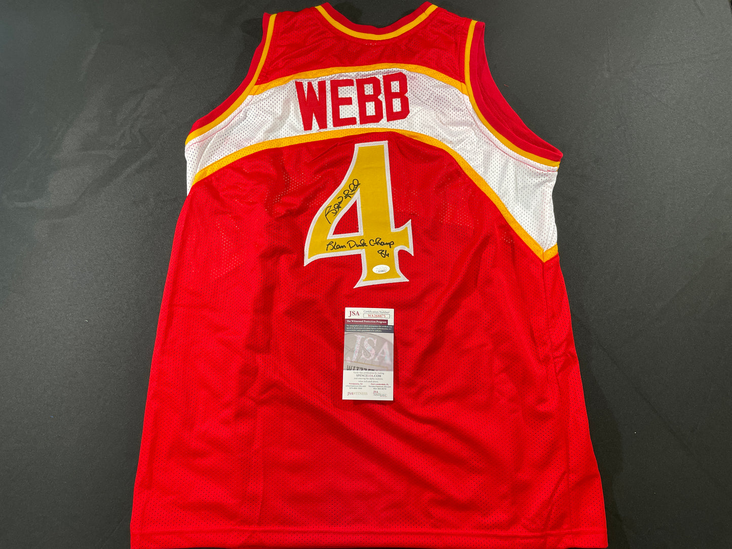 SPUD WEBB ATLANTA HAWKS SIGNED JERSEY w/Slam Dunk Champ 86 XL JSA COA