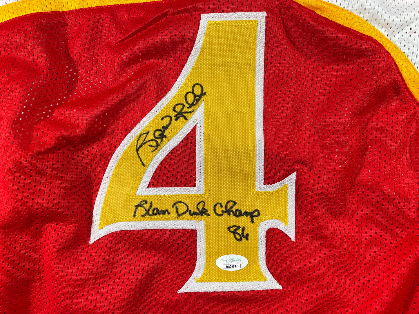 SPUD WEBB ATLANTA HAWKS SIGNED JERSEY w/Slam Dunk Champ 86 XL JSA COA