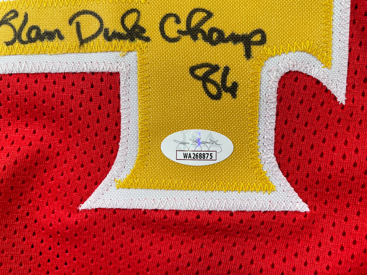 SPUD WEBB ATLANTA HAWKS SIGNED JERSEY w/Slam Dunk Champ 86 XL JSA COA