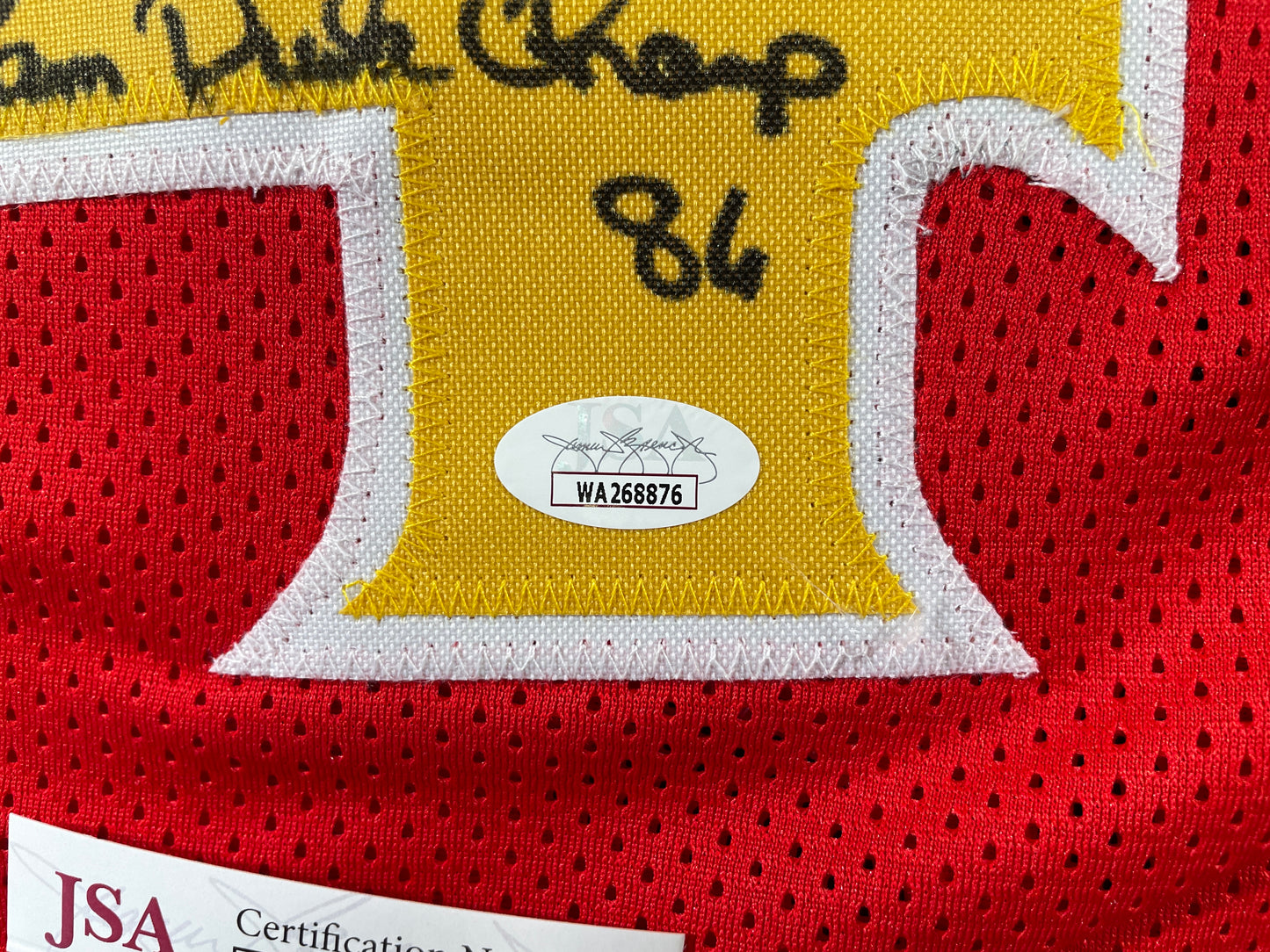 SPUD WEBB ATLANTA HAWKS SIGNED JERSEY w/Slam Dunk Champ 86 XL JSA COA