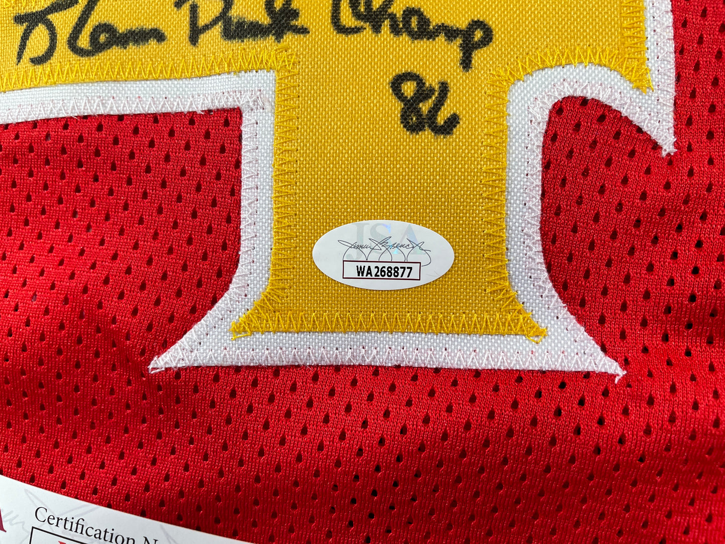 SPUD WEBB ATLANTA HAWKS SIGNED JERSEY w/Slam Dunk Champ 86 XL JSA COA