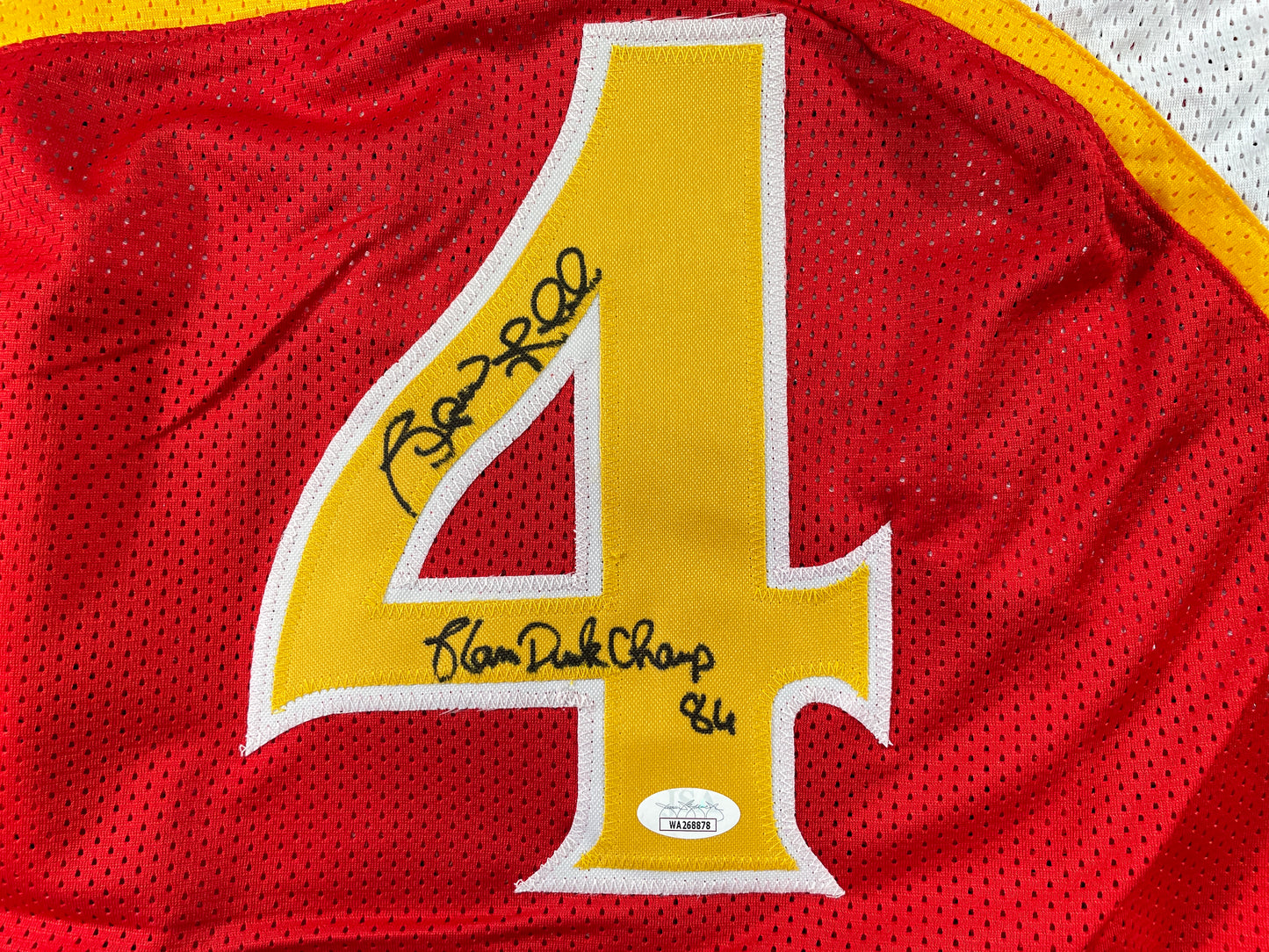 SPUD WEBB ATLANTA HAWKS SIGNED JERSEY w/Slam Dunk Champ 86 XL JSA COA